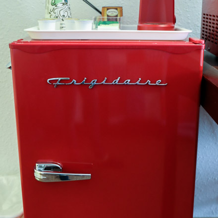 red refrigerator